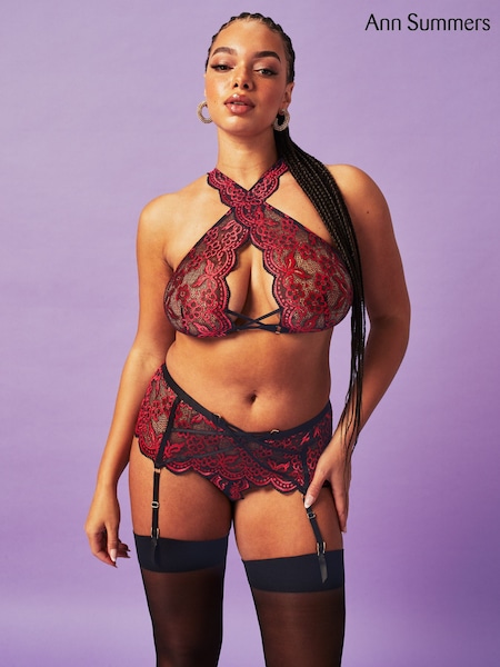 Ann Summers Red Brooke Floral Lace Bra & Knickers Set (827944) | £28
