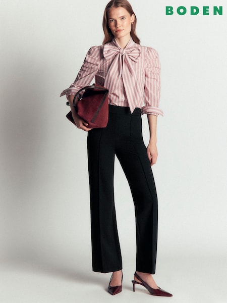 Black - Boden Straight Leg Ponte Trousers