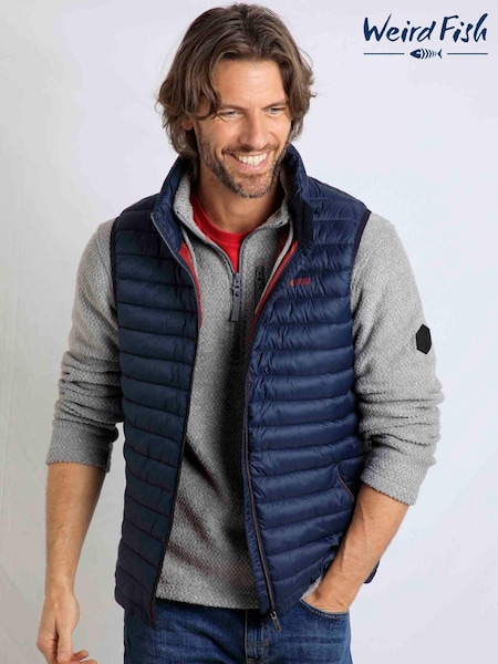 Weird Fish Blue Langtree Lightweight Showerproof Padded Gilet (828080) | £55