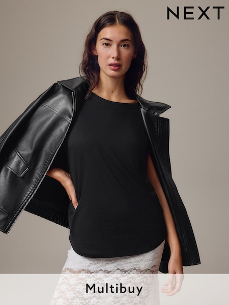 Black Cap Sleeve T-Shirt Top (828891) | £7.50