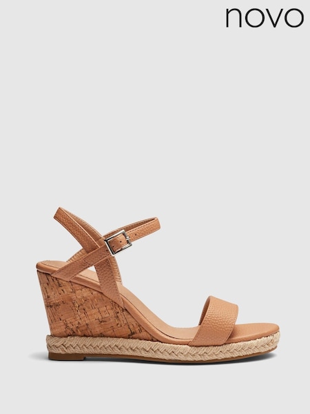 Novo Brown Standard Fit Booma Cork Wedge Sandals (828951) | £36