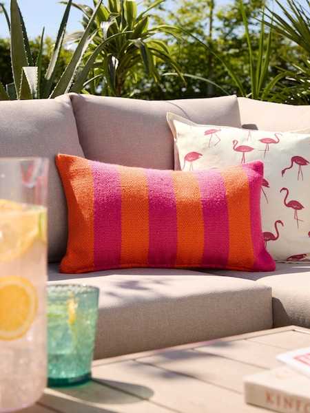 Fushsia Pink Stripe Bright Indoor/Outdoor 50 x 30cm Cushion (829062) | £6