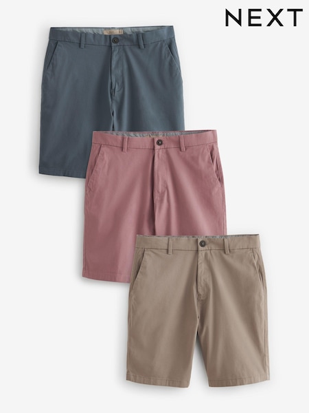 Vintage Blue/Pink/Dark Stone Slim Fit Stretch Chinos Shorts 3 Pack (829264) | £56