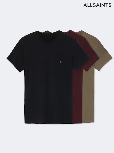 Black - Regular Allsaints Tonic Short Sleeve Crew Neck T-shirt 3 Pack