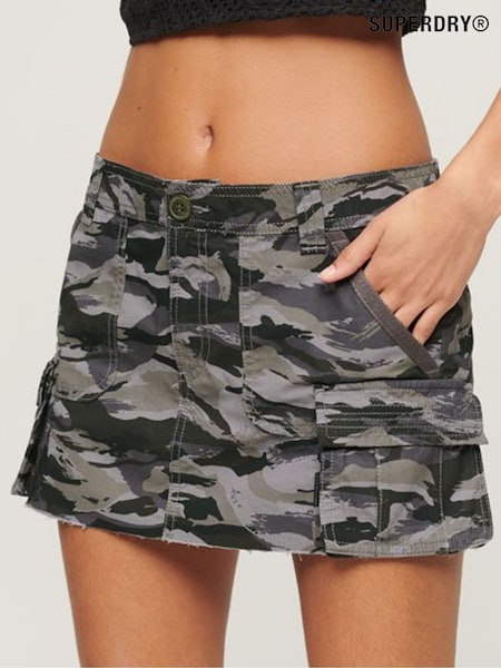 Superdry Grey Utility Parachute 100% Cotton Skirt (831056) | £40