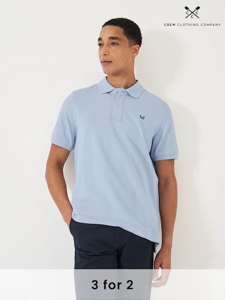 Crew Clothing Light Blue 100% Cotton Pique Polo Shirt (831237) | £40