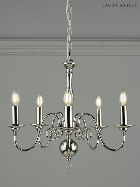 Laura Ashley Chrome Winchester 5 Light Pendant Ceiling Light (832692) | £199