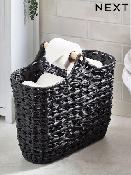 Black Woven Toilet Roll Slimline Holder and Storage Set (836031) | £35
