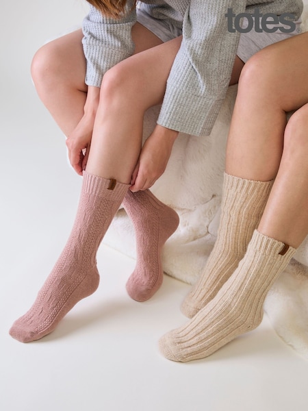 Pink - Totes Wool Blend Thermal Boot Socks 2 Pack
