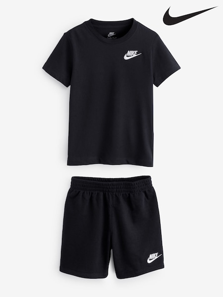 Nike Black Little Kids Small Logo T-Shirt and Shorts Set (837167) | £30