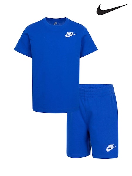 Nike Blue Little Kids Small Logo T-Shirt and Shorts Set (837189) | £30