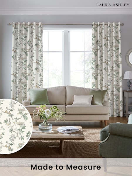 Laura Ashley Fern Green Elderwood Made to Measure 100% Cotton Curtains (837346) | £100