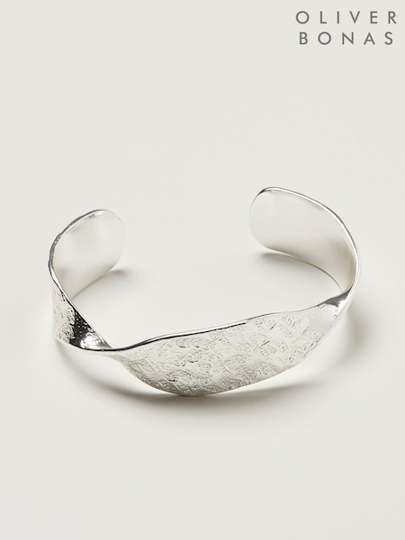 Oliver Bonas Silver Plated Sculptural Twist Cuff Bangle (839621) | £55