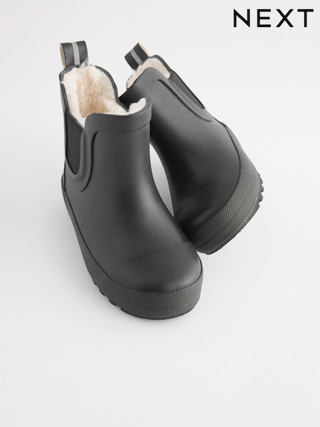 Black Plain Warm Lined Ankle Wellies (839676) | £15 - £18