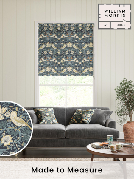 William Morris At Home Indigo Blue Strawberry Thief Made To Measure Roller Blind (839814) | £61