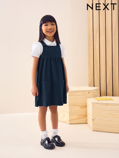 Navy Blue Jersey Stretch Pinafore School Dress (3-14yrs) (839825) | £11 - £14