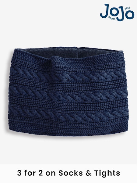 JoJo Maman Bébé Navy Kids' Cable Knit Neck Cosy Scarf (8399N6) | £14