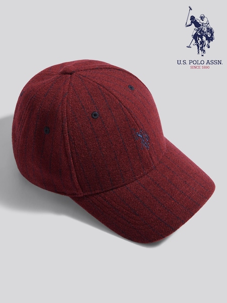 Red - U.s. Polo Assn Wool Blend Double Horsemen Cap