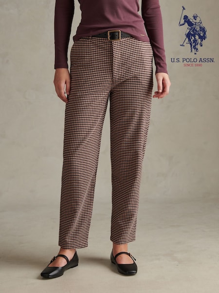 Brown - U.s. Polo Assn. Check Tapered Trousers
