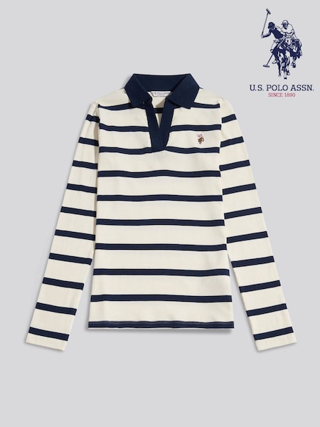 Blue - U.s. Polo Assn. Striped V-neck Polo Top