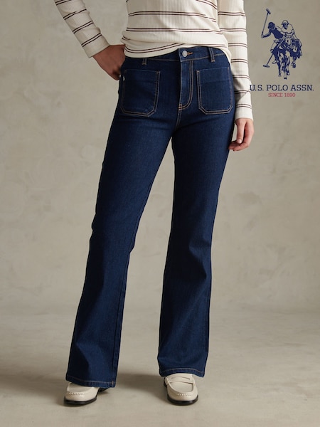 Blue - U.s. Polo Assn Pocket Front Flared Jeans