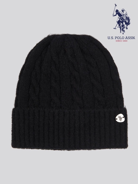 Black - U.s. Polo Assn Signature Cable Knit Beanie