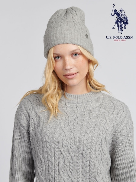 Grey - U.s. Polo Assn Signature Cable Knit Beanie