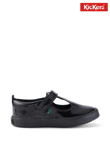 Kickers Black Infants Kariko T-Bar Patent Leather Hook And Loop Shoes (842040) | £30