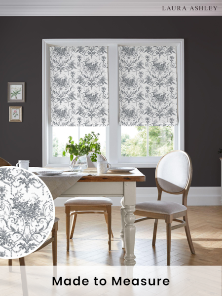 Laura Ashley Grey Tuileries Made to Measure 100% Cotton Roman Blinds (842109) | £79