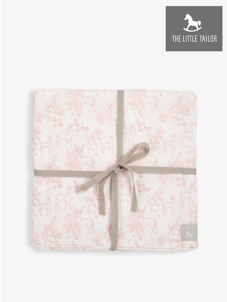 The Little Tailor Pink Muslin 100% Cotton Baby Blanket (842851) | £17