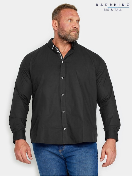 BadRhino Big & Tall Black 100% Cotton Poplin Long Sleeve Shirt (842932) | £26
