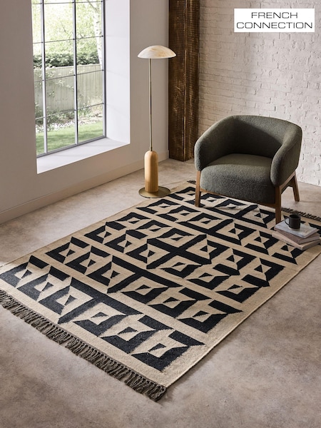 French Connection Natural Sundial Wool Flatweave Rug (843975) | £160 - £380