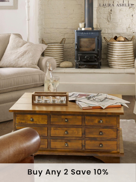 Laura Ashley Dark Chestnut Garrat 9 Drawer Coffee Table (844693) | £675