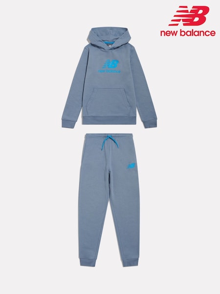 Blue - New Balance French Terry Logo Hoodie Jogger Set