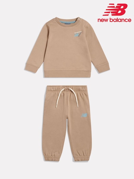 Natural - New Balance Running French Terry Crew & Joggers Set