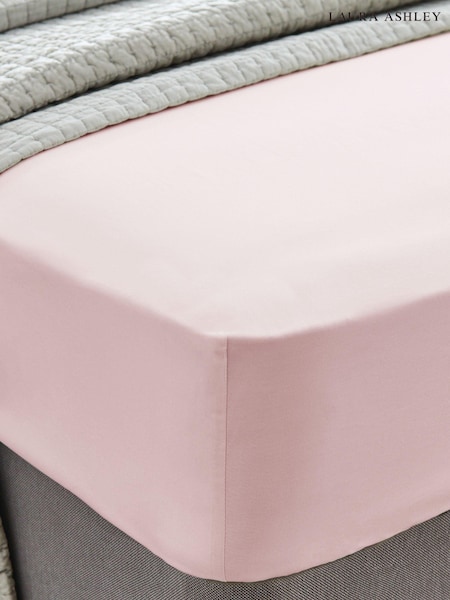 Laura Ashley Blush Pink 400 Thread Count 100% Cotton Fitted Sheet (845795) | £30 - £45