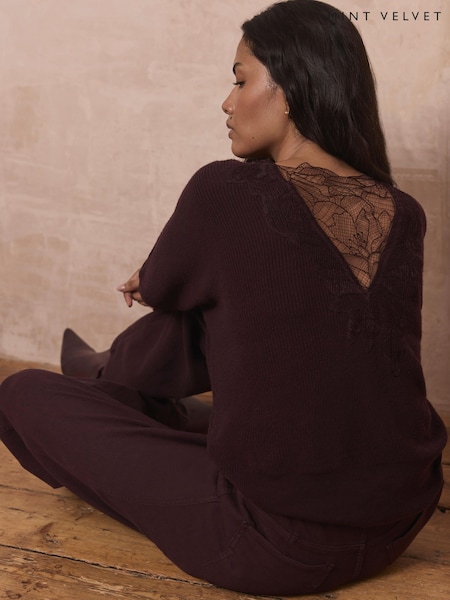 Red - Mint Velvet Lace Detail Jumper