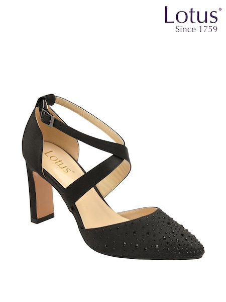 Lotus Black Diamante Pointed-Toe Court Shoes (847264) | £70