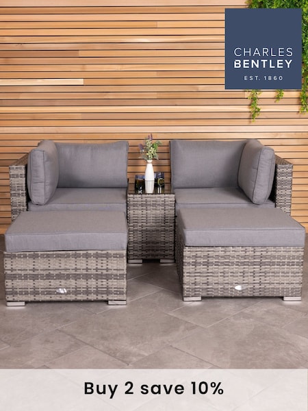 Charles Bentley Grey Garden Multifunctional Contemporary Rattan 4 Seater Lounge Set (847304) | £550