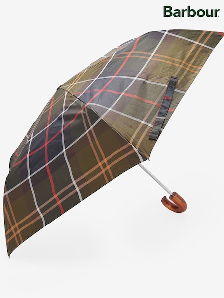 Barbour® Green Mini Tartan Umbrella (847738) | £38