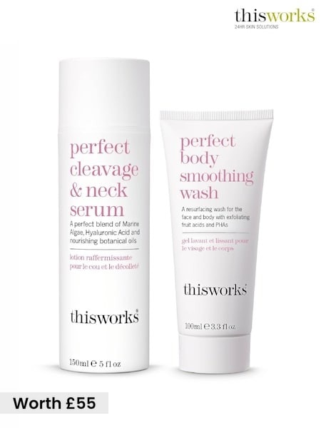 This Works Neck & Cleavage Serum & Smoothing Wash Gift Set (worth £55)