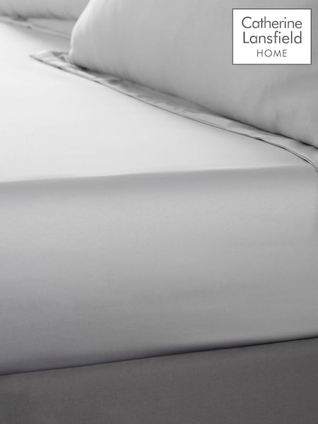 Catherine Lansfield Silver Silky Soft Satin Fitted Sheet (849313) | £10 - £16