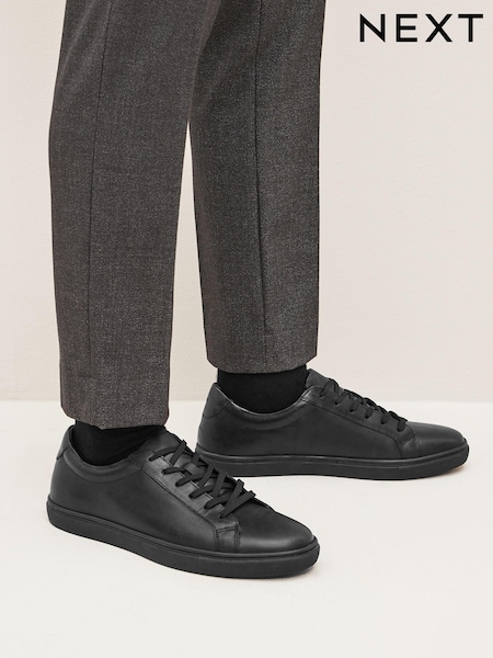Black Leather Trainers (850054) | £49