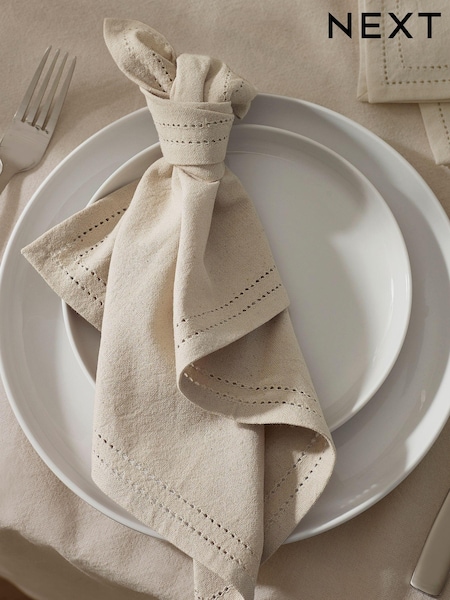 Natural Edge Trim 100% Cotton Napkins Set of 4 (850542) | £14