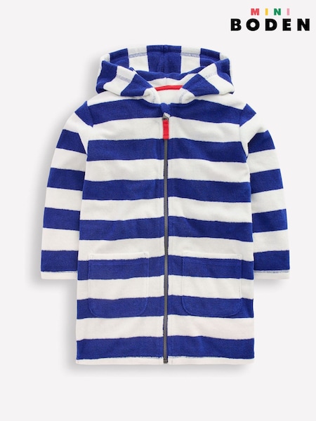 Blue - Boden Towelling Zip-up Throw-on Cover-up