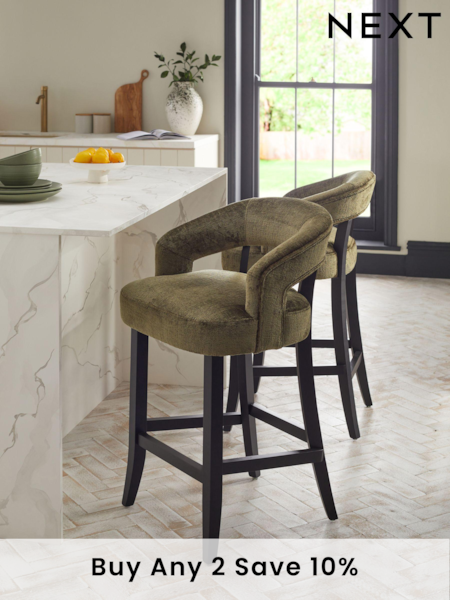 Plush Chenille Moss Green Remi Bar Stool (850859) | £185