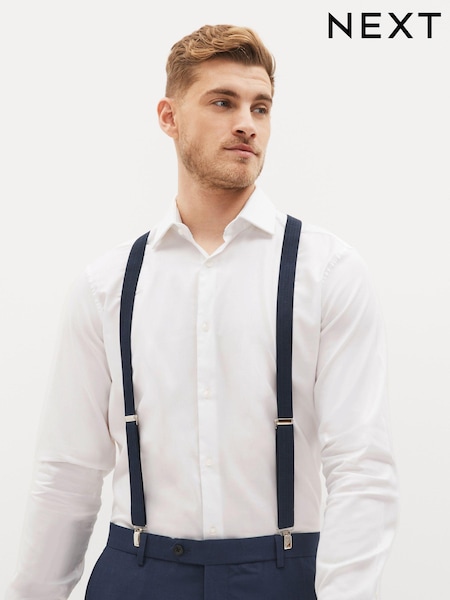 Navy Blue Herringbone Slim Braces (851064) | £12
