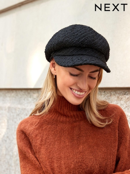 Black Baker Boy 100% Cotton Hat (851274) | £15