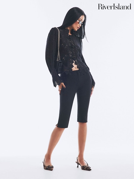 Black - River Island Lace Detail Drummer Jacket