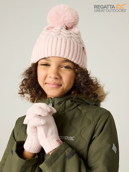 Pink - Regatta Cable Pom Hat And Gloves Accessory Set